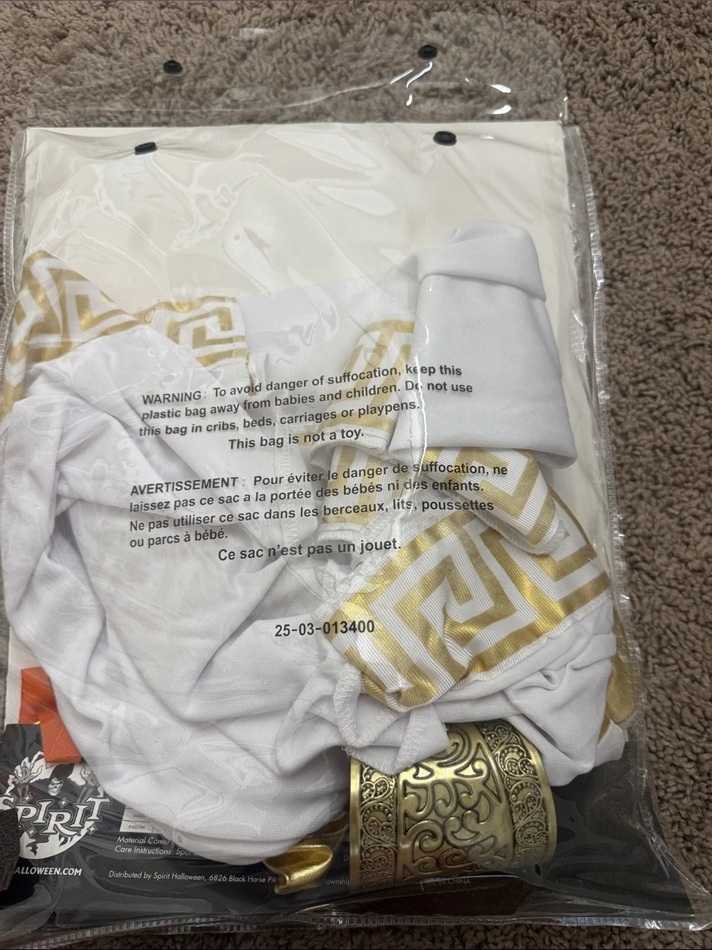 Spirit White and Gold Greek-Style Toga Costume - Picture 3 of 3